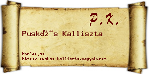 Puskás Kalliszta névjegykártya